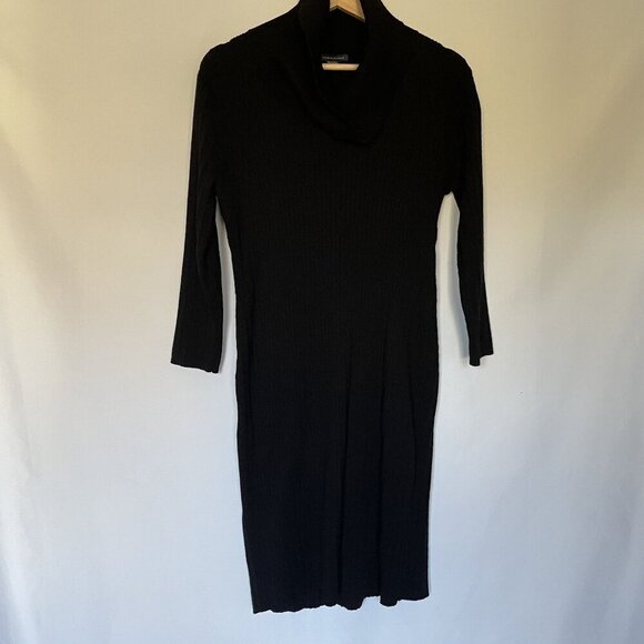 Tommy Hilfiger Dresses & Skirts - Tommy Hilfiger black knit cowl long sleeved maxi dress women's L rayon nylon